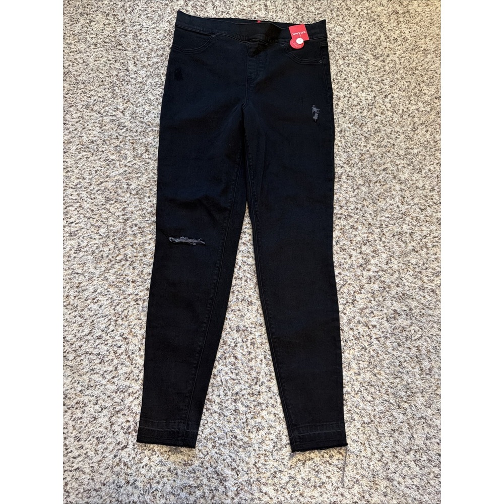 NEW SPANX Jean-ish Ankle Leggings in Black Size XL Tall Raw Hem